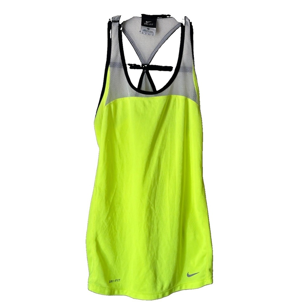 Nike Dri-fit Women's Tank Top Neon Green‎ Size XS Mesh Racer Back Shirt